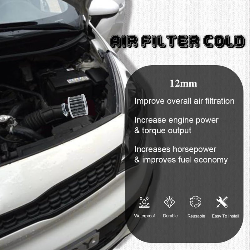 HAOBO 12mm Air Filter Intake Filter Breather  Small Engine Air Filter  Mini Universal Motor Cone Cold Clean Air Intake Filter Turbo Vent Breather  Car Accessories Car Filter Cover for Car Motorcycle - Image 5